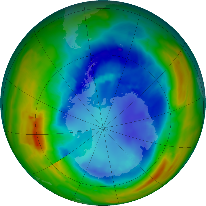 Antarctic ozone map for 26 August 2014